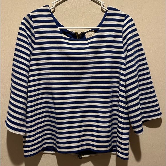 Anthropologie Postmark Genoa Striped Top Size Medium - Nautical‎ Blue & White - Picture 1 of 7
